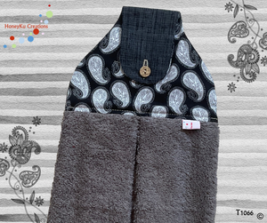 Towel with Button Over Top Tab T1066 Grey Towel