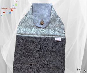 Towel with Button Over Top Tab T1064 Grey Towel