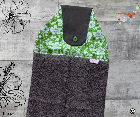 Towel with Button Over Top Tab T1002 Grey towel - Winter