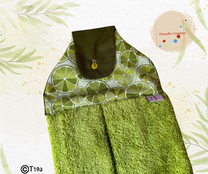 Towel with Button Over Top Tab T19a Lime Green Towel