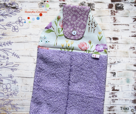 Towel with Button Over Top Tab T1043 purple towel