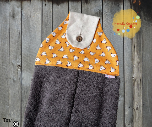 Towel with Button Over Top Tab T01a Grey Towel