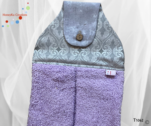 Towel with Button Over Top Tab T1062 Purple Towel