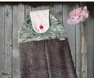 Towel with Button Over Top Tab T03a Grey Towel