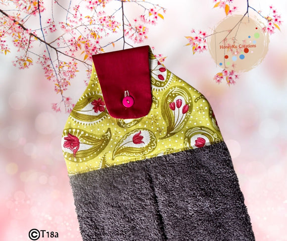 Towel with Button Over Top Tab T18a Grey Towel