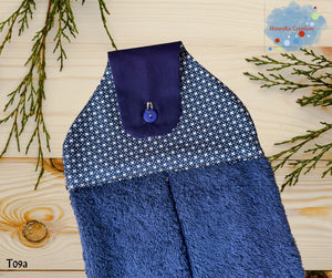 Towel with Button Over Top Tab T09a Blue Towel