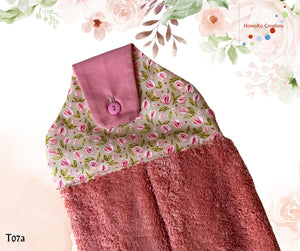 Towel with Button Over Top Tab T07a Rusty Pink Towel