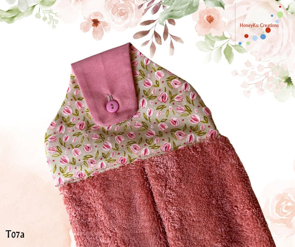 Towel with Button Over Top Tab T07a Rusty Pink Towel