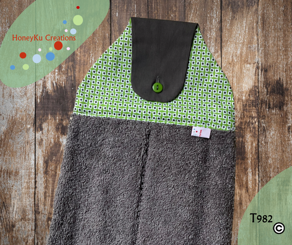 Towel with Button Over Top Tab T982 Grey towel