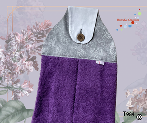 Towel with Button Over Top Tab T984 Purple towel