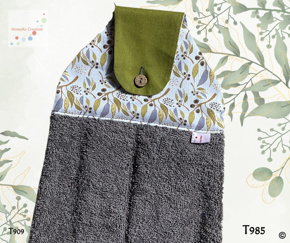 Towel with Button Over Top Tab T985 Grey towel
