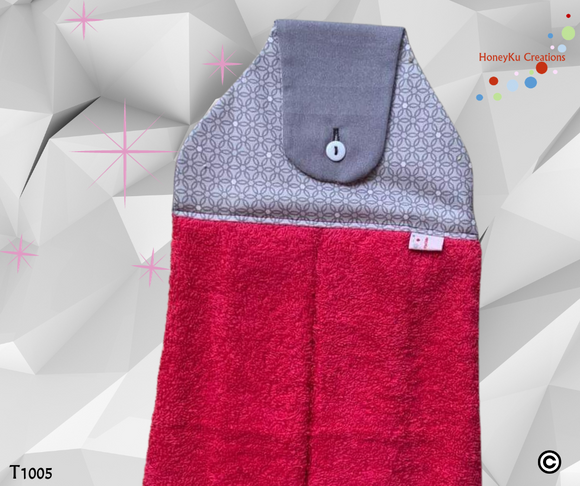 Towel with Button Over Top Tab T1005 Pink towel