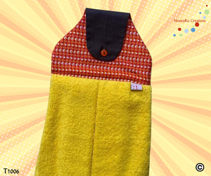 Towel with Button Over Top Tab T1006 Yellow towel