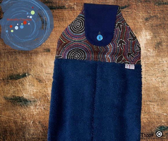 Towel with Button Over Top Tab T1009 Blue towel
