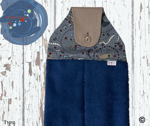 Towel with Button Over Top Tab T1010 Blue towel