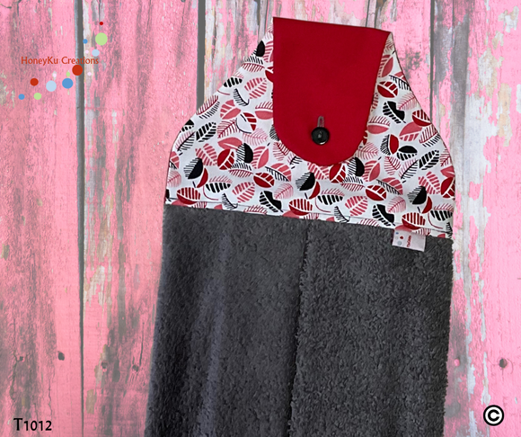 Towel with Button Over Top Tab T1012 Grey towel