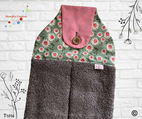Towel with Button Over Top Tab T1016 Grey towel