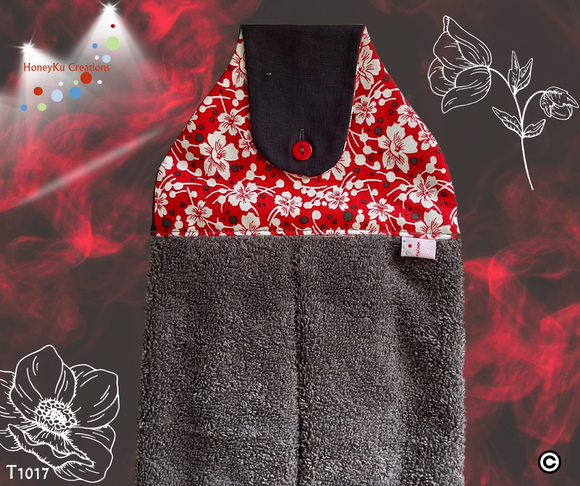 Towel with Button Over Top Tab T1017 Grey towel