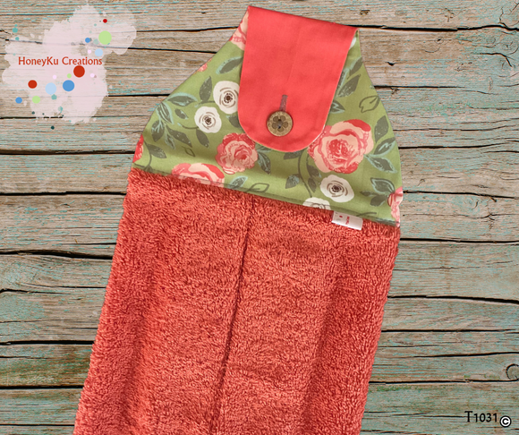 Towel with Button Over Top Tab T1031 Burnt Orange Towel