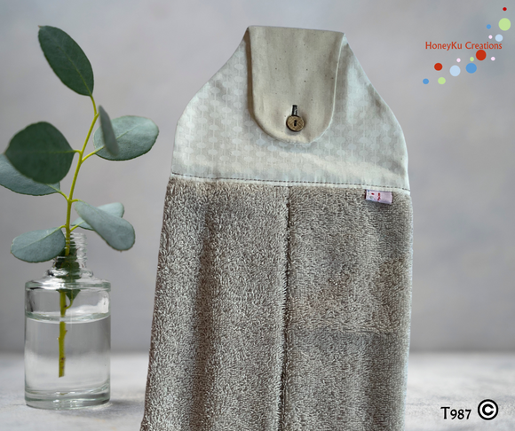 Towel with Button Over Top Tab T987 Neutral towel