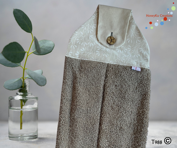 Towel with Button Over Top Tab T988 Neutral towel