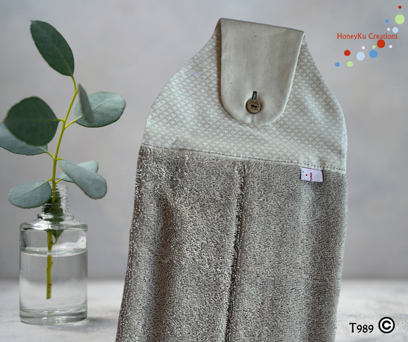 Towel with Button Over Top Tab T989 Neutral towel