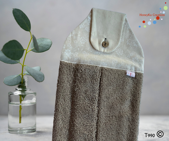 Towel with Button Over Top Tab T990 Neutral towel