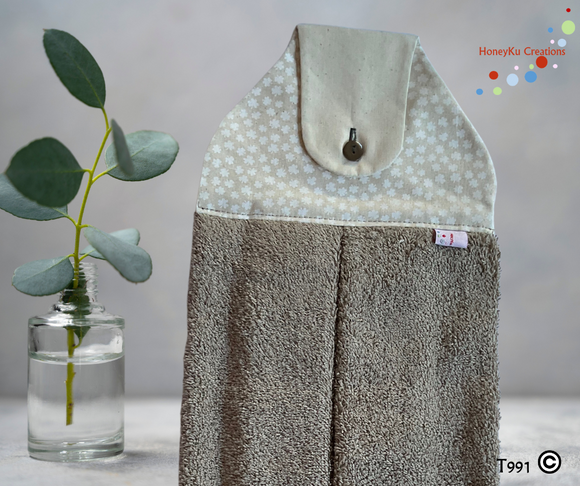 Towel with Button Over Top Tab T991 Neutral towel
