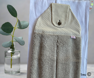 Towel with Button Over Top Tab T992 Neutral towel