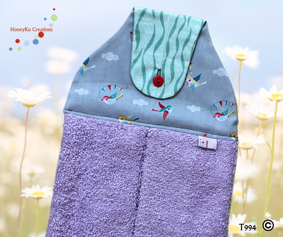 Towel with Button Over Top Tab T994 Light purple towel