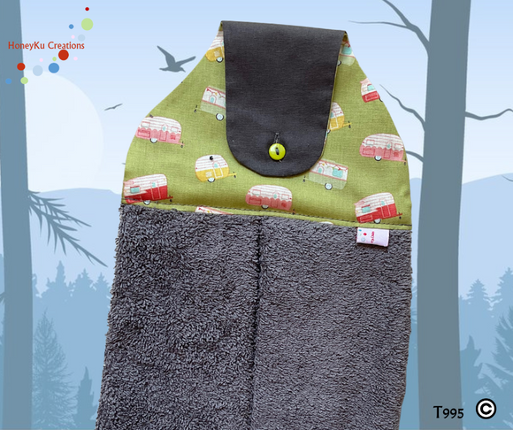 Towel with Button Over Top Tab T995 Grey towel