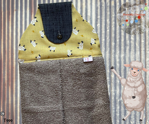 Towel with Button Over Top Tab T999 Brown towel - On the wheat