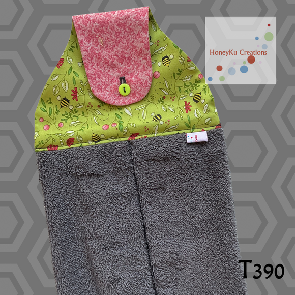 Towel with Button Over Top Tab T390
