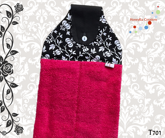 Towel with Button Over Top Tab 700 Bright Pink Towel