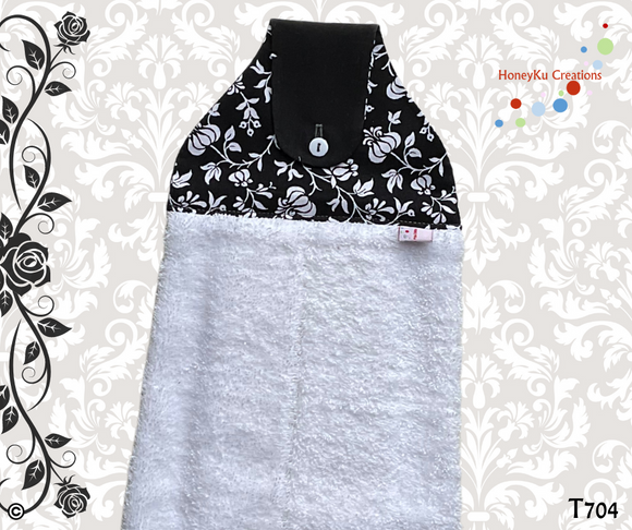 Towel with Button Over Top Tab 704 White Towel
