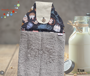 Towel with Button Over Top Tab 707 Silver linen Towel