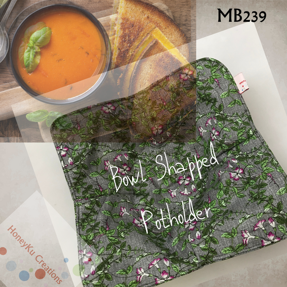 Microwave Bowl Pot Holder Green Purple Floral MB239