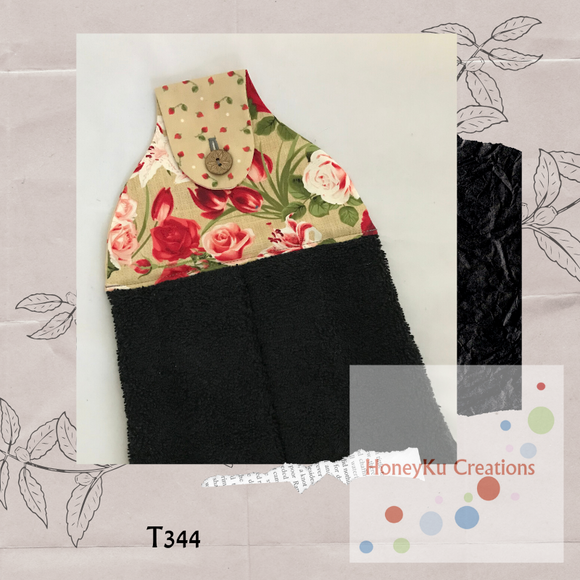 Towel with Button Over Top Tab T344 grey towel