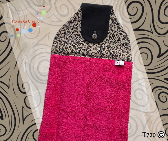 Towel with Button Over Top Tab 720 Bright Pink Towel