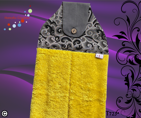 Towel with Button Over Top Tab 723 Yellow Towel