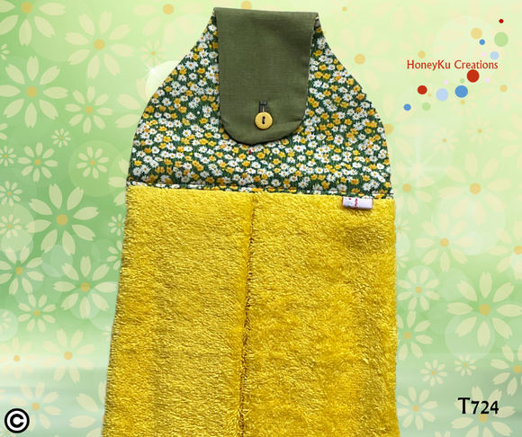 Towel with Button Over Top Tab 724 Yellow Towel