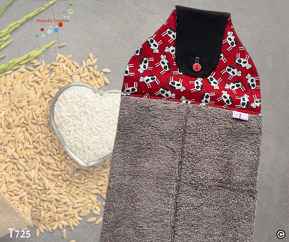 Towel with Button Over Top Tab 725 Latte linen Towel