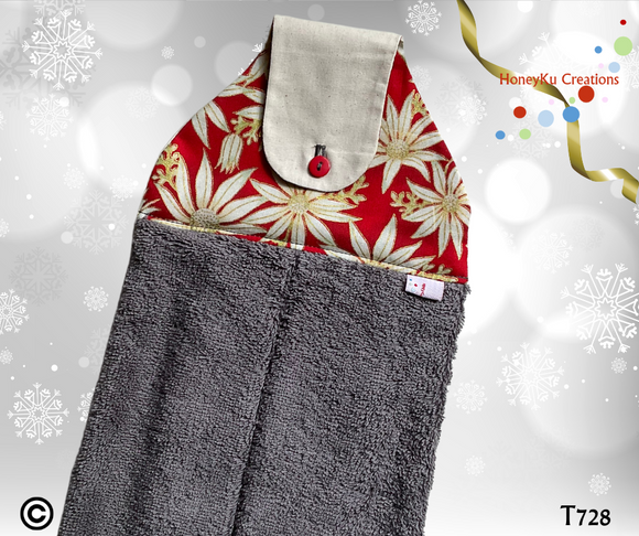 Towel with Button Over Top Tab 728 Christmas