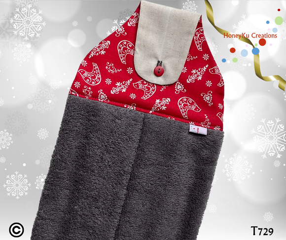 Towel with Button Over Top Tab 729 Christmas