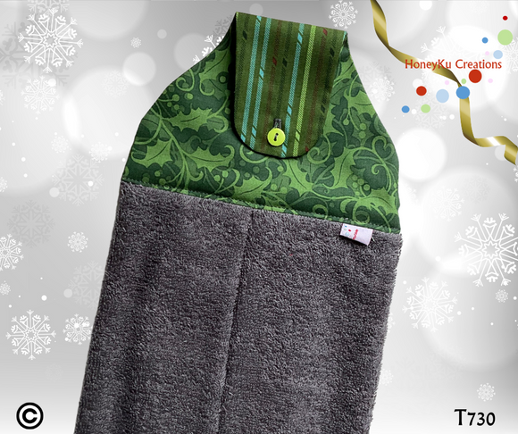 Towel with Button Over Top Tab 730 Christmas