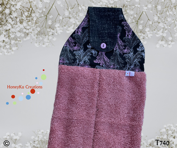 Towel with Button Over Top Tab T740 Dusty Pink Towel