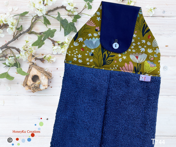 Towel with Button Over Top Tab 744 Blue Towel