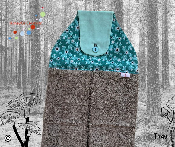Towel with Button Over Top Tab 749 Latte Linen Towel