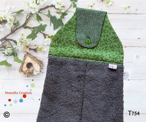 Towel with Button Over Top Tab 754 Grey Towel