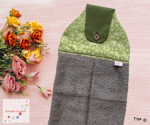 Towel with Button Over Top Tab 784 Linen colour  Towel
